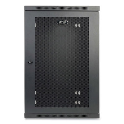 Tripp Lite SmartRack Low-Profile Patch-Depth Wall-Mount Half-Height Rack Enclosure, 18U, 200 lb Capacity, BK, Ships in 7-10 Bus Days (TRPSRW18US13)