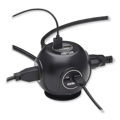 Tripp Lite Three-Outlet Spherical Surge Protector, 3 AC Outlets, 6 ft Cord, 540 J, Black, Ships in 7-10 Business Days (TLP36USB)