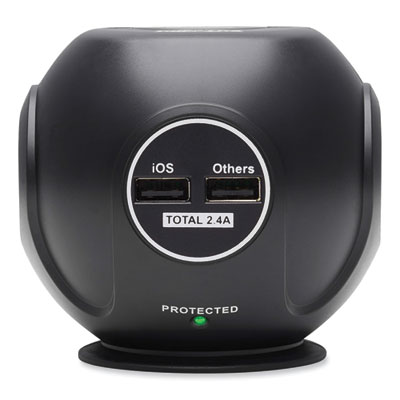 Tripp Lite Three-Outlet Spherical Surge Protector, 3 AC Outlets, 6 ft Cord, 540 J, Black, Ships in 7-10 Business Days (TLP36USB)