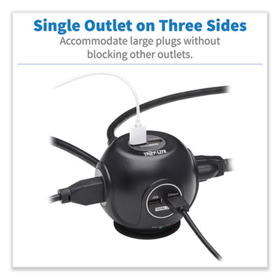 Tripp Lite Safe-IT Three-Outlet Spherical Surge Protector, 3 AC Outlets, 8 ft Cord, 540 J, Black, Ships in 7-10 Business Days (TRPTLP38UAM)