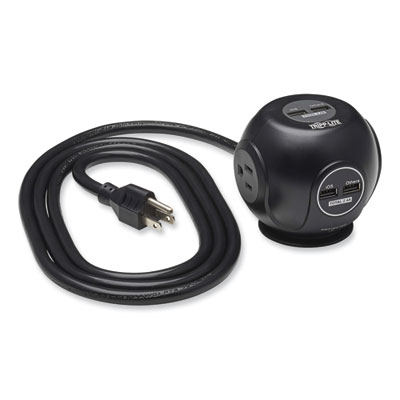 Tripp Lite Safe-IT Three-Outlet Spherical Surge Protector, 3 AC Outlets, 8 ft Cord, 540 J, Black, Ships in 7-10 Business Days (TRPTLP38UAM)