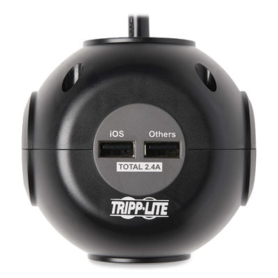 Tripp Lite Safe-IT Three-Outlet Spherical Surge Protector, 3 AC Outlets, 8 ft Cord, 540 J, Black, Ships in 7-10 Business Days (TRPTLP38UAM)