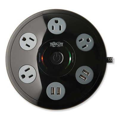 Tripp Lite Conference Power Surge Protector, 4 AC Outlets, 6 ft Cord, 1,800 J, Black, Ships in 7-10 Business Days (TRPTLP406USBUFO)