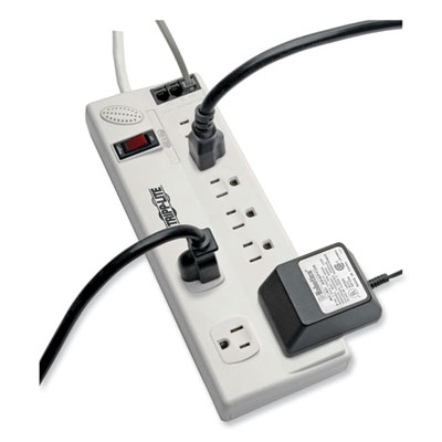 Tripp Lite 8-Outlet Surge Protector w/DSL/Phone Line/Modem Surge Protection,8AC Outlets,6ft Cord,3,150J,Cool Gray,Ships in 7-10 Bus Days (TLP806TELTAA)
