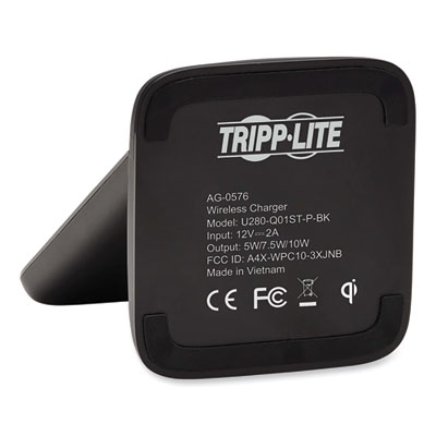 Tripp Lite 10 W Wireless Fast-Charging Stand with International AC Adapter, Qi Wireless Charging, Black, Ships in 7-10 Business Days (U280Q01STPBK)