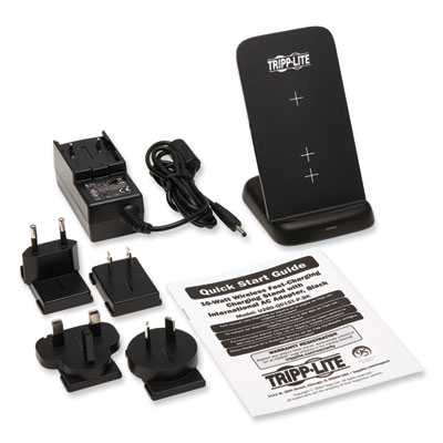 Tripp Lite 10 W Wireless Fast-Charging Stand with International AC Adapter, Qi Wireless Charging, Black, Ships in 7-10 Business Days (U280Q01STPBK)