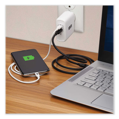 Tripp Lite Dual-Port Compact USB-C Wall Charger, White, Ships in 7-10 Business Days (U280W0268C2G)