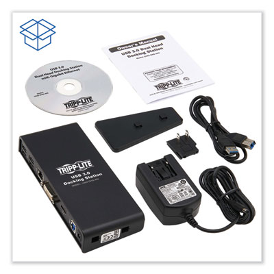 Tripp Lite USB 3.0 SuperSpeed Laptop Dock, CAT5/5e; CAT6; DVI; HDMI; Stereo Audio, Black, Ships in 7-10 Business Days (U342DHG402)
