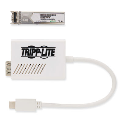 Tripp Lite USB-C 3.1 to LC Singlemode Fiber Optic Transceiver Gigabit Ethernet Adapter, White, Ships in 7-10 Business Days (U436SMF1GLC)
