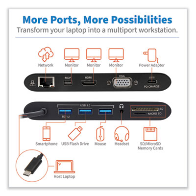 Tripp Lite USB-C Ultra HD Dual Display Dock, and 100 W PD Charging, Black, Ships in 7-10 Business Days (TRPU442DOCK1B)