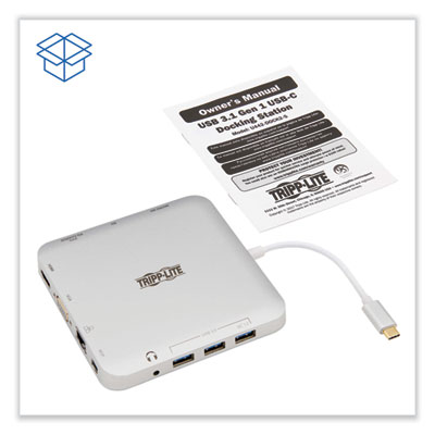 Tripp Lite USB-C Ultra HD Dual Display Dock, and 60 W PD Charging, Silver, Ships in 7-10 Business Days (TRPU442DOCK2S)