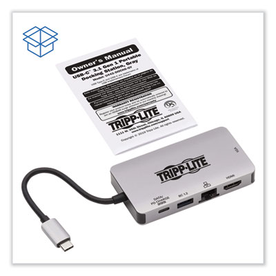 Tripp Lite USB-C HDMI Dual Display Dock, HDMI/RJ45/USB-A 3.0/USB-A 3.0 BC 1.2/USB-C PD Data/Charging/VGA, GY, Ships in 7-10 Bus Days (TRPU442DOCK6GY)