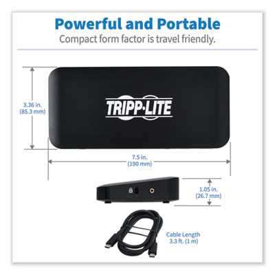 Tripp Lite USB-C HDMI and DisplayPort Triple Display Dock, 3.5mm/DisplayPort/HDMI/RJ45/USB-A/USB-C PD Charging,BK,Ships in 7-10 Bus Days (U442DOCK8B)