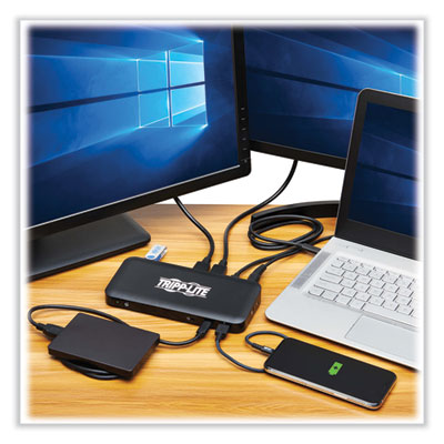 Tripp Lite USB-C HDMI and DisplayPort Triple Display Dock, 3.5mm/DisplayPort/HDMI/RJ45/USB-A/USB-C PD Charging,BK,Ships in 7-10 Bus Days (U442DOCK8B)