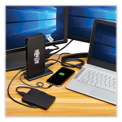 Tripp Lite USB-C HDMI and DisplayPort Triple Display Dock, 3.5mm/DisplayPort/HDMI/RJ45/USB-A/USB-C PD Charging,BK,Ships in 7-10 Bus Days (U442DOCK8B)