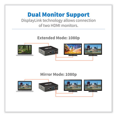 Tripp Lite Dual HDMI Dual Display USB-C Dock, 3.5 mm/HDMI/RJ45/USB-A/USB-C PD Charging, Black, Ships in 7-10 Business Days (U442DOCK20B)