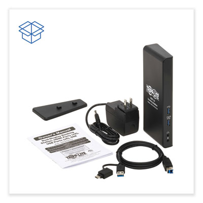 Tripp Lite USB-A/USB-C Dual Display Docking Station, 3.5 mm; HDMI; RJ45; USB A; USB-B, Black, Ships in 7-10 Business Days (U442DOCK22B)