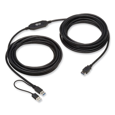 Tripp Lite USB-A Active Extension Repeater Cable, 32.8 ft, Black, Ships in 7-10 Business Days (TRPU33010M1)