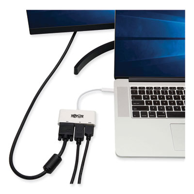 Tripp Lite USB-C DisplayPort and VGA with MST Triple Display Adapter, DisplayPort/HDMI/VGA/SVGA, White, Ships in 7-10 Business Days (U44406NHVDPW)