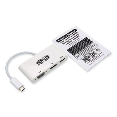 Tripp Lite USB-C DisplayPort and VGA with MST Triple Display Adapter, DisplayPort/HDMI/VGA/SVGA, White, Ships in 7-10 Business Days (U44406NHVDPW)