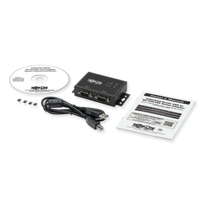 Tripp Lite RS-422/RS-485 USB to Serial FTDI Adapter with COM Retention, Two DB9 (M)/USB-B (F), Black, Ships in 7-10 Business Days (TRPU208002IND)