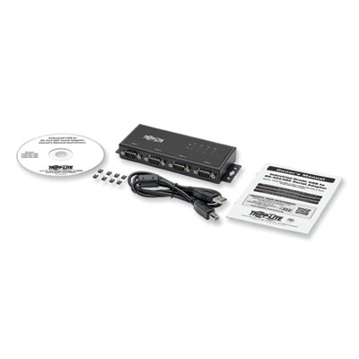Tripp Lite RS-422/RS-485 USB to Serial FTDI Adapter with COM Retention, Four DB9 (M)/USB-B (F), Black, Ships in 7-10 Business Days (U208004IND)