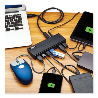 Tripp Lite USB-A Mini Hub with International Plug Adapters, 7 Ports, Black, Ships in 7-10 Business Days (U360007INT)