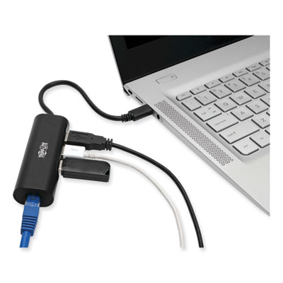 Tripp Lite USB-C Hub with LAN Port, 3 Ports, Black, Ships in 7-10 Business Days (TRPU4600033A1GB)
