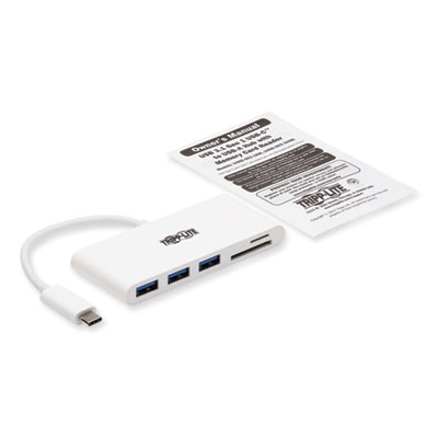 Tripp Lite USB-C Hub with Card Reader, 3 Ports, White, Ships in 7-10 Business Days (TRPU4600033AM)