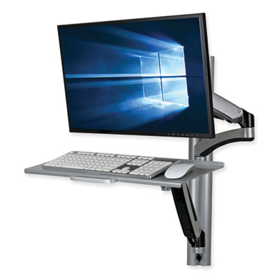 Tripp Lite WorkWise Adjustable-Height Wall-Mount Sit-Stand Workstation, 23.6" x 34.8" x 28.7", Black/Silver, Ships in 7-10 Business Days (WWSS1327RWTC)