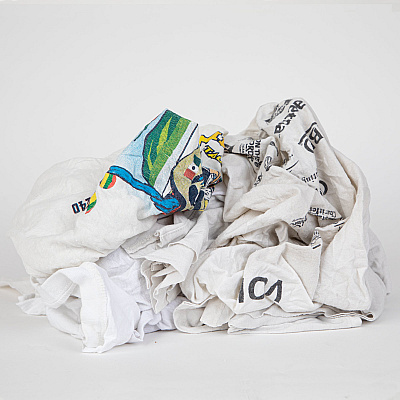 R2-w50 T-shirt Reclaimed Rags White 25lb Box (R2-W50-25)