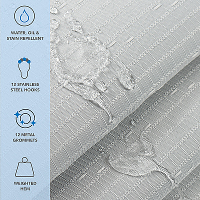 H&h Poly Shower Curtain Set 72x72 Raindrop Light Grey, Case Of 12 (SCSET-7272-LG)