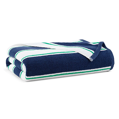 Aston & Arden Pinstripe Beach Towel 35x70 Navy/green, Case Of 8 (BT-PNS-25BMN-CS)