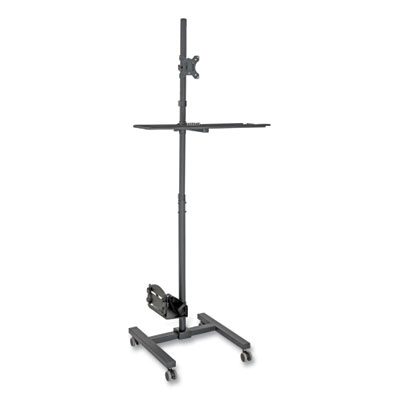 Tripp Lite Mobile Workstation with Monitor Mount, 25.7" x 21" x 17" to 32", Black, Ships in 7-10 Business Days (DMCS1732S)
