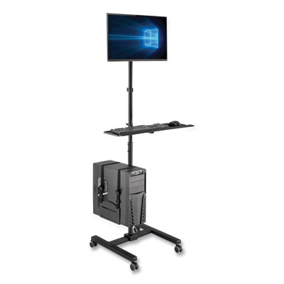 Tripp Lite Mobile Workstation with Monitor Mount, 25.7" x 21" x 17" to 32", Black, Ships in 7-10 Business Days (DMCS1732S)