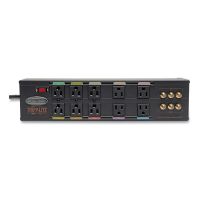 Tripp Lite Isobar 10-Outlet Home/Business Theater Surge Protector, 10 AC Outlets, 8 ft Cord, 3,840 J, Black, Ships in 7-10 Business Days (HT10DBS)