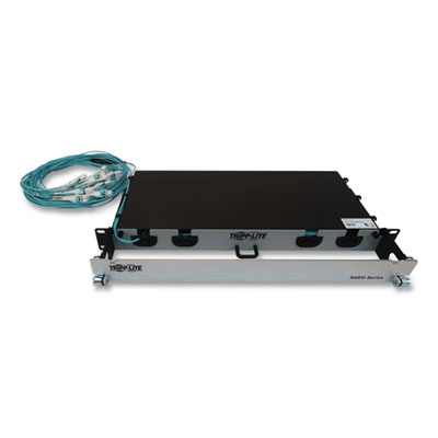 Tripp Lite 1U Preloaded Multimode Fiber Cable Panel, (12) LC Duplex (M) to (12) LC Duplex (M), 65.6ft, Aqua, Ships in 7-10 Business Days (TRPN48M2L24L20)