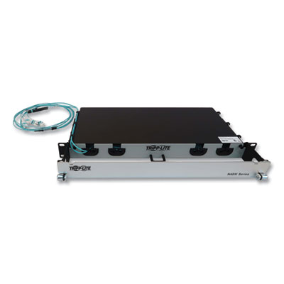 Tripp Lite 1U Preloaded Multimode Fiber Cable Panel, MTP/MPO (F) to (4) LC Duplex (M), 65.6 ft, Aqua, Ships in 7-10 Business Days (N48M2M8L420)