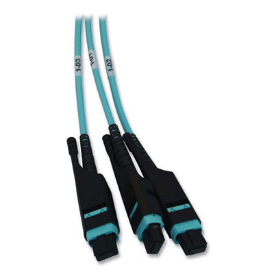 Tripp Lite 1U Preloaded Multimode Fiber Cable Panel, (3) MTP/MPO (F) to (3) MTP/MPO (F), 32.8 ft, Aqua, Ships in 7-10 Business Days (TRPN48M4M3X8M10)