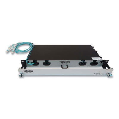 Tripp Lite 1U Preloaded Multimode Fiber Cable Panel, (4) LC Duplex (M) to (4) LC Duplex (M), 32.8 ft, Aqua, Ships in 7-10 Business Days (N48M6L8L10)