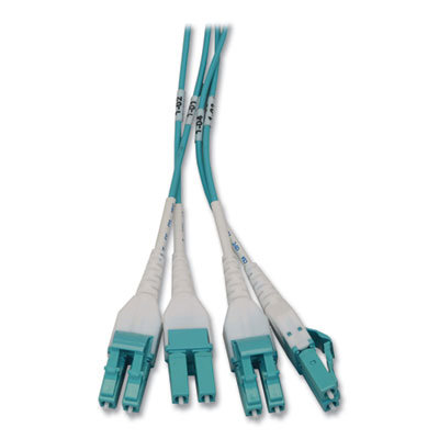 Tripp Lite 1U Preloaded Multimode Fiber Cable Panel, (4) LC Duplex (M) to (4) LC Duplex (M), 32.8 ft, Aqua, Ships in 7-10 Business Days (N48M6L8L10)