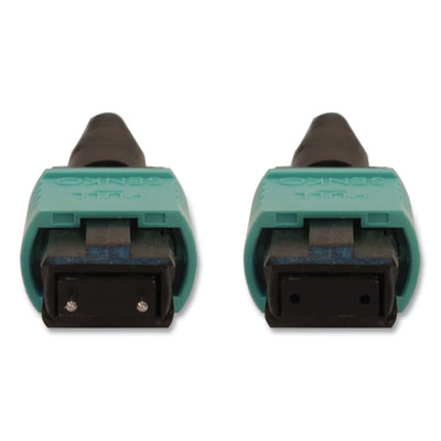 Tripp Lite OM3-Rated Fiber Optic Cable, 12-Strand MTP/MPO (M) to 12-Strand MTP/MPO (F), 16.4 ft, Aqua, Ships in 7-10 Business Days (N842B05M12MF)