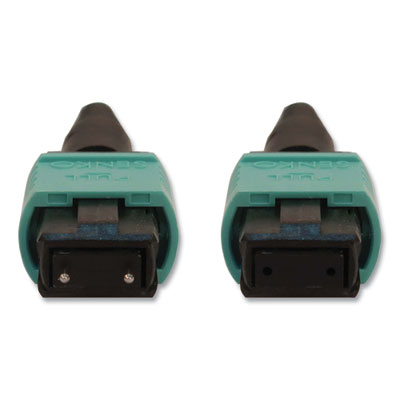Tripp Lite OM3-Rated Fiber Optic Cable, 12-Strand MTP/MPO (M) to 12-Strand MTP/MPO (F), 32.8 ft, Aqua, Ships in 7-10 Business Days (N842B10M12MF)
