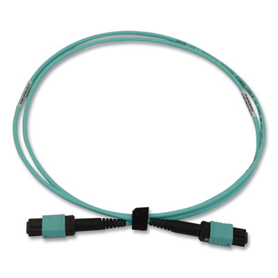 Tripp Lite OM3-Rated Fiber Optic Cable, 12-Strand MTP/MPO (F) to 12-Strand MTP/MPO (F), 3.3 ft, Aqua, Ships in 7-10 Business Days (N844B01M12P)