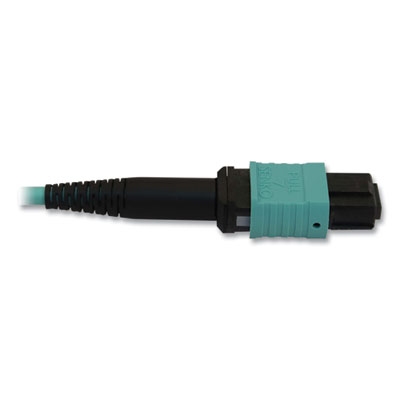 Tripp Lite OM3-Rated Fiber Optic Cable, 12-Strand MTP/MPO (F) to 12-Strand MTP/MPO (F), 3.3 ft, Aqua, Ships in 7-10 Business Days (N844B01M12P)