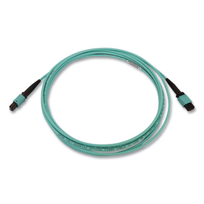 Tripp Lite OM3-Rated Fiber Optic Cable, 12-Strand MTP/MPO (F) to 12-Strand MTP/MPO (F), 9.8 ft, Aqua, Ships in 7-10 Business Days (N844B03M12P)
