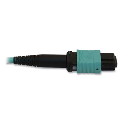 Tripp Lite OM3-Rated Fiber Optic Cable, 12-Strand MTP/MPO (F) to 12-Strand MTP/MPO (F), 32.8 ft, Aqua, Ships in 7-10 Business Days (N844B10M12P)