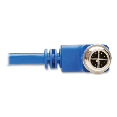 Tripp Lite M12 X-Code CAT6 Right-Angle Ethernet Cable, 6.6 ft, Blue, Ships in 7-10 Business Days (NM1260302MBL)