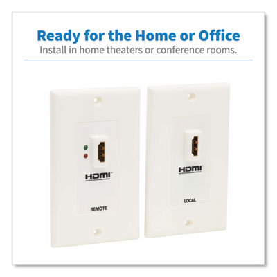 Tripp Lite HDMI Over Dual CAT5/CAT6 Extender Wall Plate Kit w/Transmitter and Receiver, Range Up to 150 ft, WH, Ships in 7-10 Bus Days (TRPP167000)
