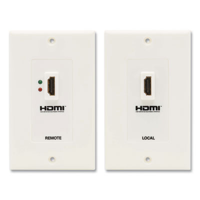 Tripp Lite HDMI Over Dual CAT5/CAT6 Extender Wall Plate Kit w/Transmitter and Receiver, Range Up to 150 ft, WH, Ships in 7-10 Bus Days (TRPP167000)